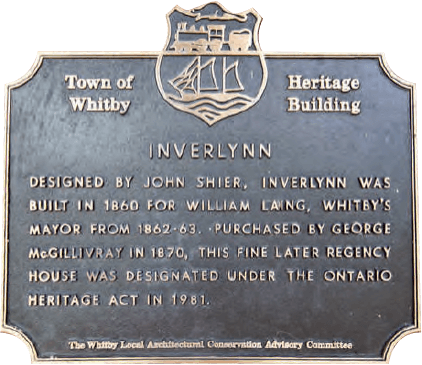 Heritage building plaque for the original Inverlynn house